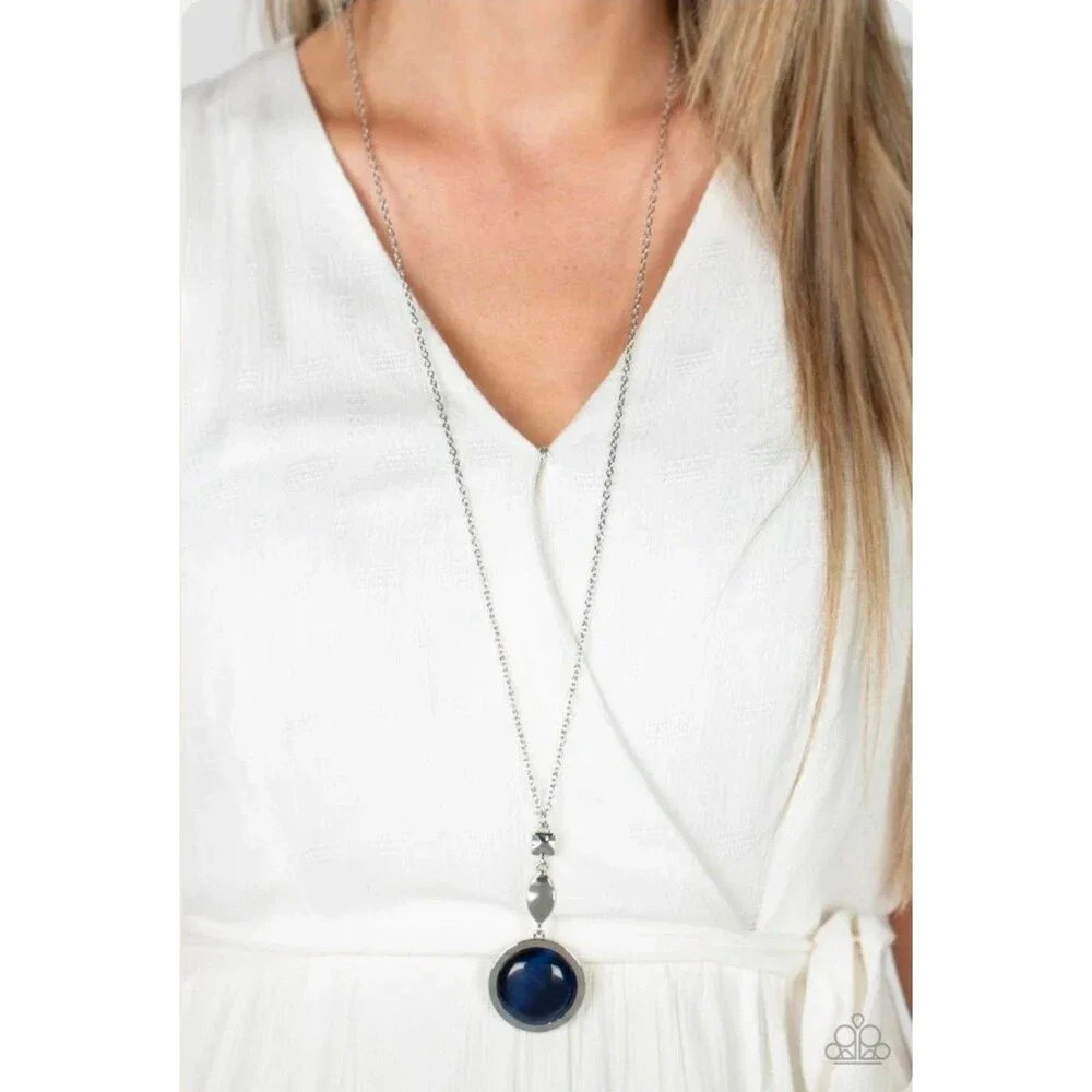 Paparazzi Magic Carpet Cruise Blue Moonstone Silver Necklace - NWT Modern